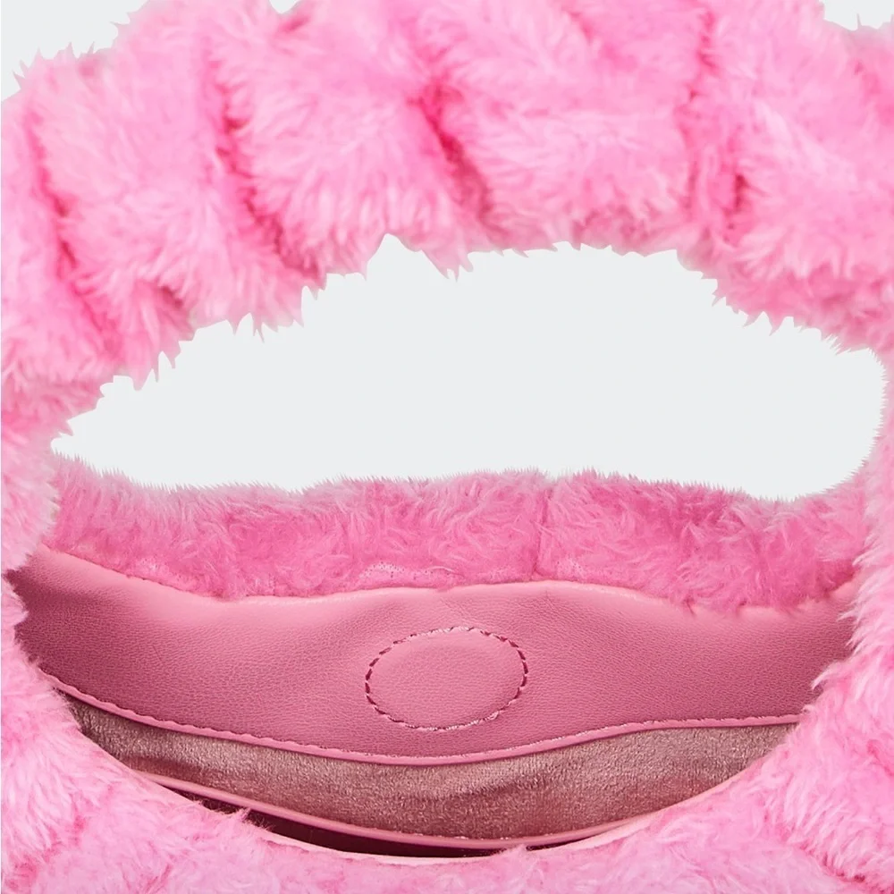 JW PEI Gabbi Terry Ruched Pink Faux Fur Fuzzy Hobo Handbag Revolve